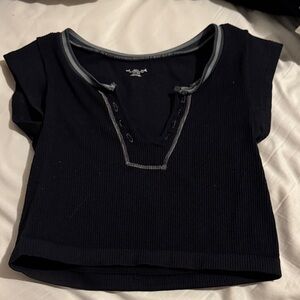 Urban Outfitters Black Crop Top with Gray Trim